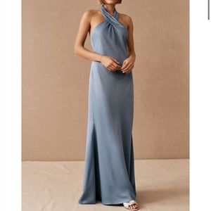 NWT BHLDN Ruby Satin Charmeuse Dress is Dusty Blue